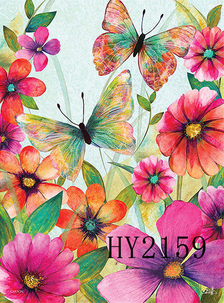 746x1010 Watercolor Flowers Butterfly Garden Flag House Decorative Flags