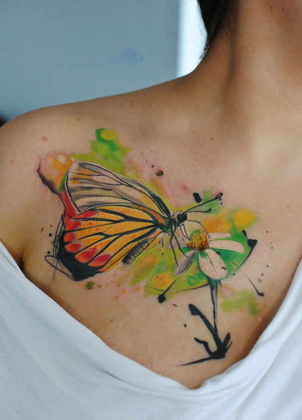 600x833 50 Butterfly Tattoos With Flowers For Women