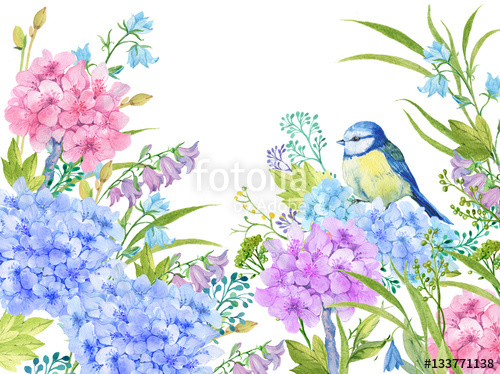 500x374 Floral Background .illustration Of Watercolor. Flowers Peonies