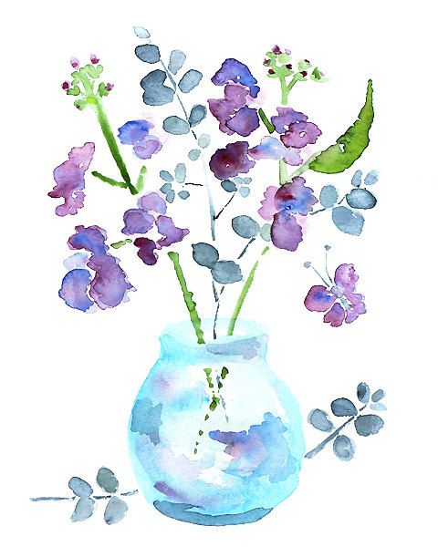 480x600 Watercolor Flower, Bathroom Art, Bathroom Wall Decor, Watercolor