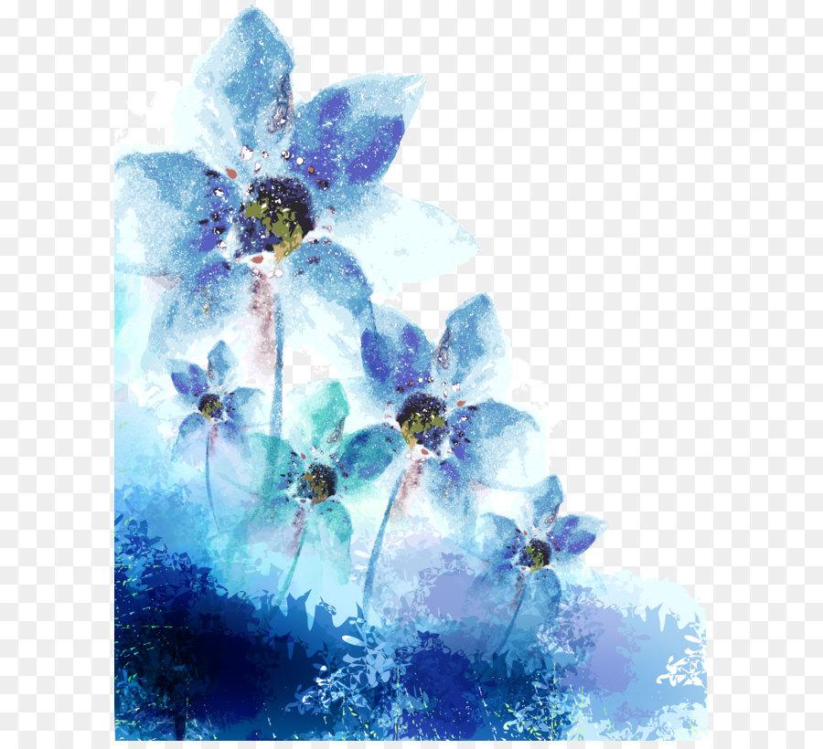900x820 Download Blue Watercolor Flowers