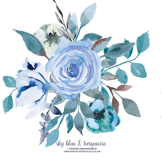 570x571 Watercolor Flower Clipart One Arrangement Hand Painted Flowers Etsy