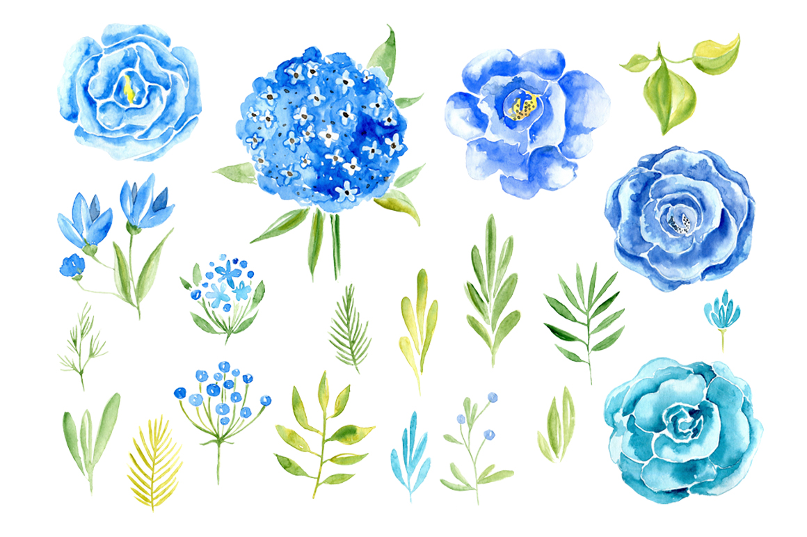 1160x772 Watercolor Blue Flowers And Floral Elements By Watercolorflowers