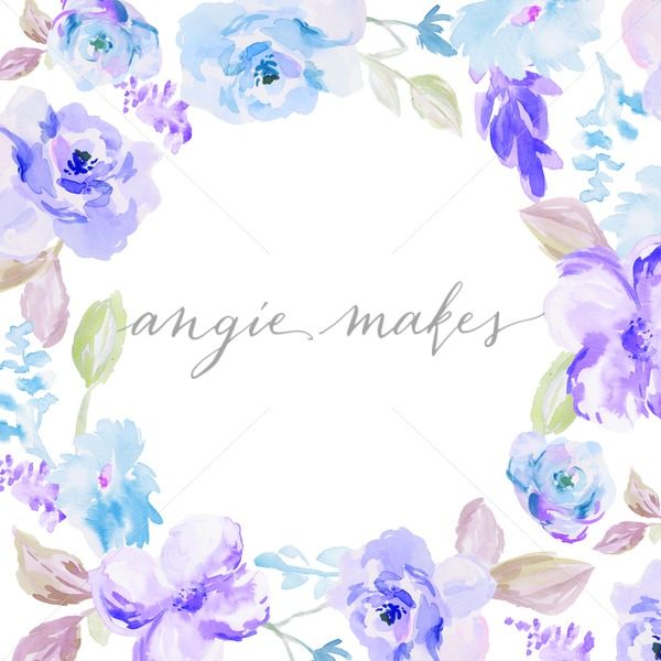 600x600 Blue Watercolor Flowers Frame