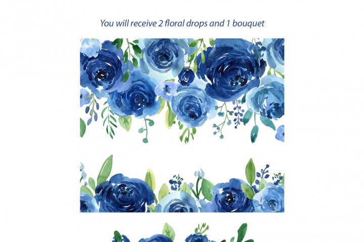 720x479 Blue Watercolor Roses Flowers And Leaves Png Collection By