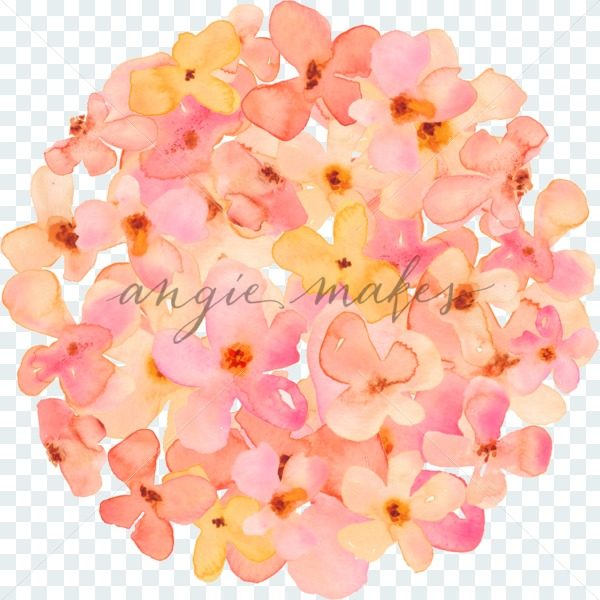 600x600 Round Ball Of Pink, Yellow, And Orange Watercolor Flowers