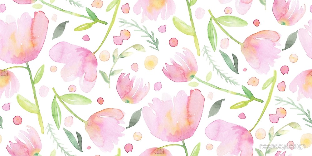 1000x500 Soft Pink Watercolor Flowers By Noondaydesign Redbubble