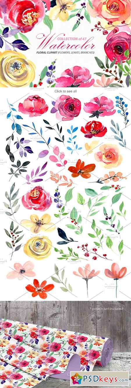 450x1332 Watercolor Flowers Png Free