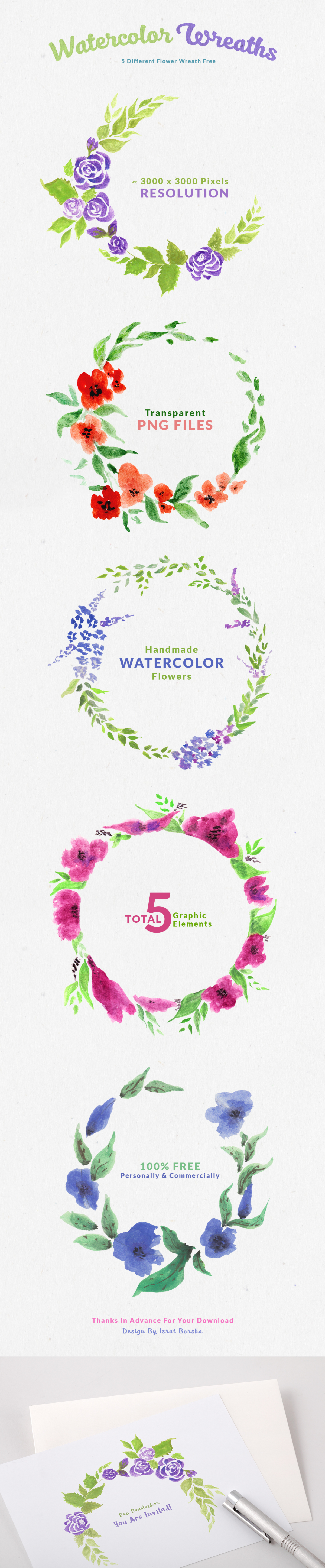 1200x5788 A Collection Of Free Watercolor Floral Elements