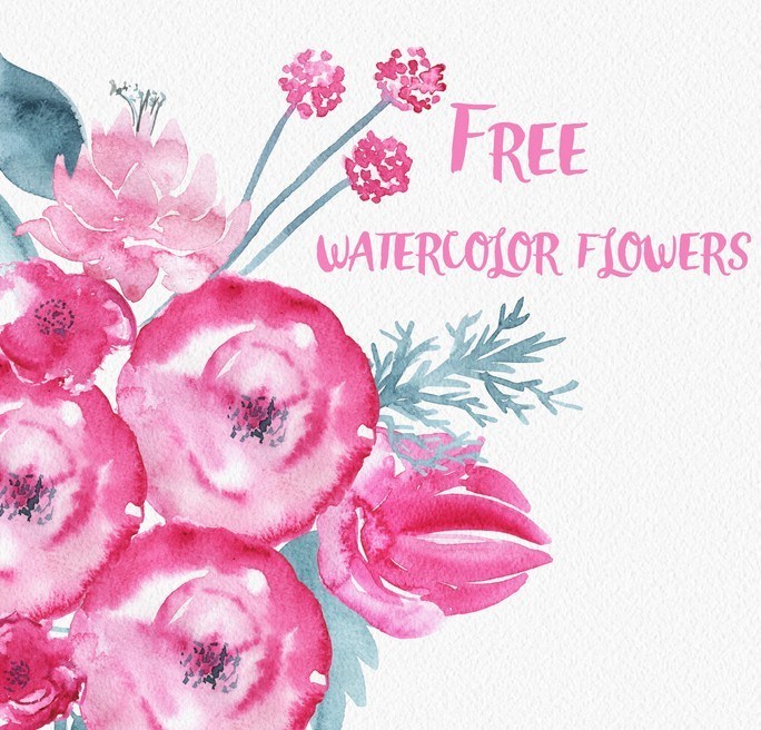 684x656 Free Watercolor Flowers Psd