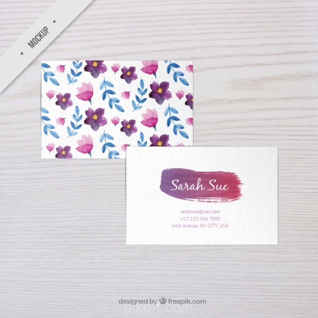626x626 Psd] Watercolor Flowers Corporative Card Mockup Psd Free Download
