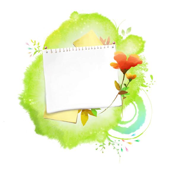 600x584 Paper And Watercolor Flowers Psd Material [Psd]
