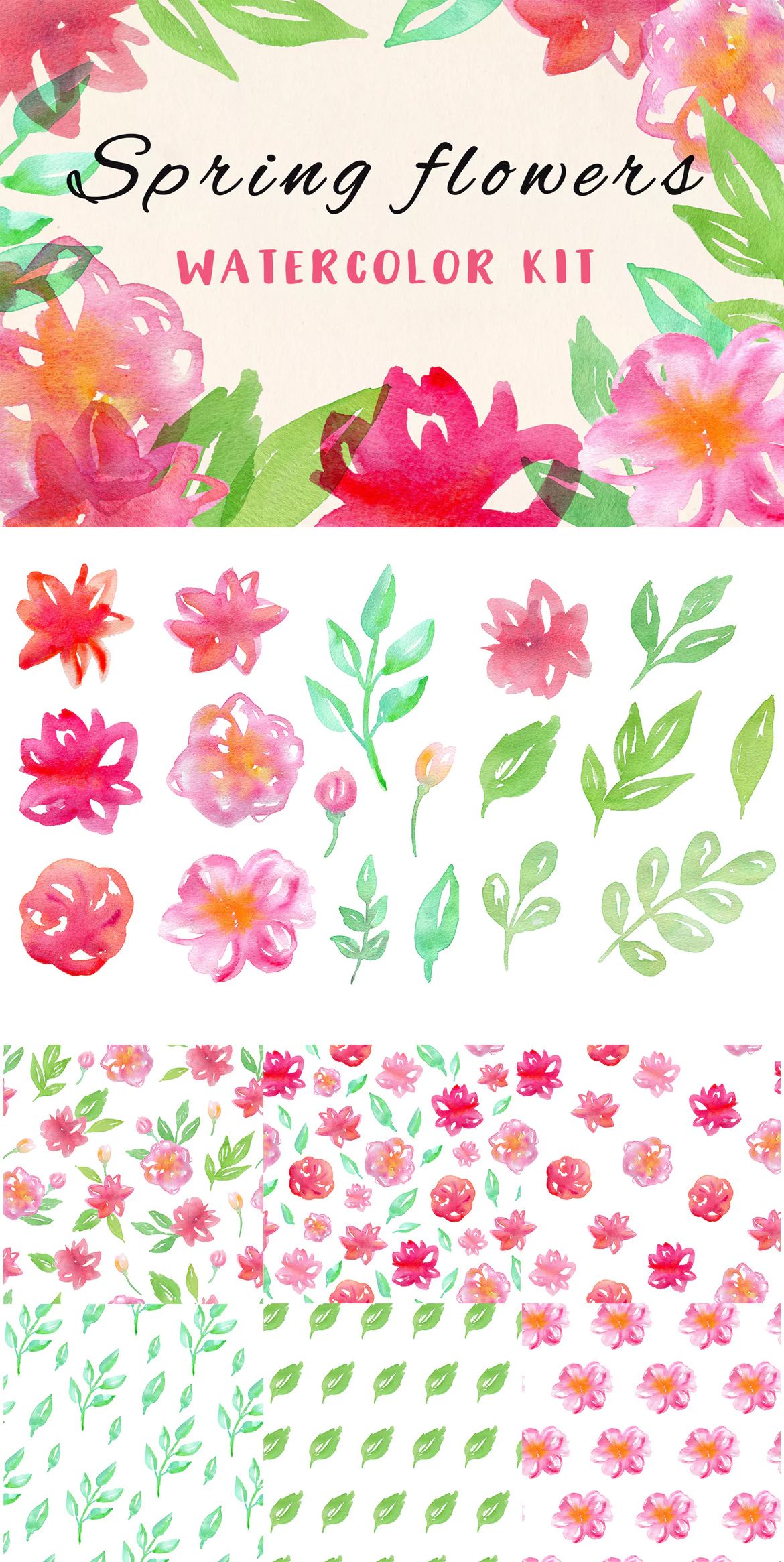 1170x2331 Watercolor Flowers And Leaves Psd Illustrations Clipart Psd