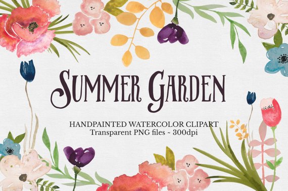 570x379 Watercolor Flowers Clipart Files High Res Transparent Png Etsy