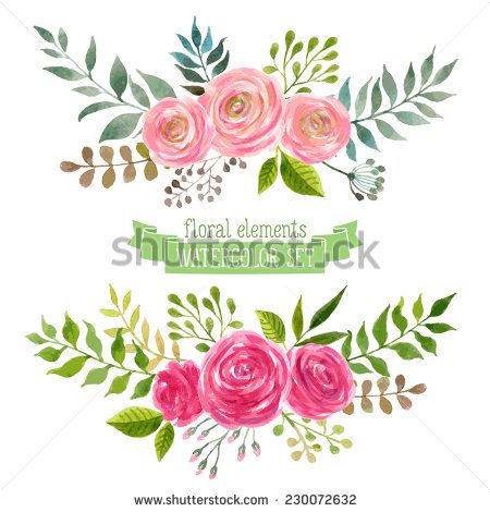 450x470 Vector Flowers Set Colorful Floral Collection With Leaves And