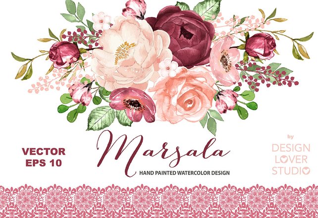 642x441 Vector Watercolor Marsala Dreams Design Spring Watercolor Etsy