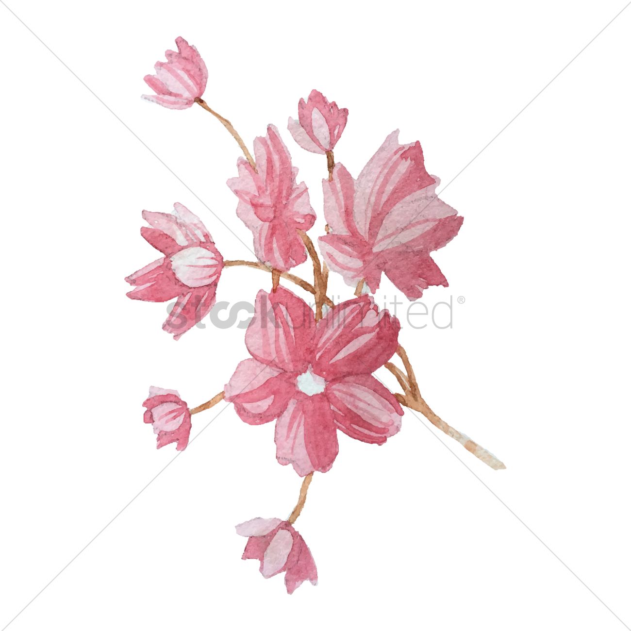 1300x1300 Watercolor Flowers Vector Image