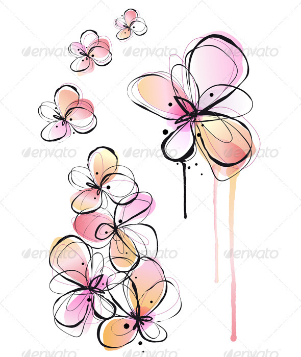 590x700 Abstract Watercolor Flowers, Vector By Amourfou Graphicriver