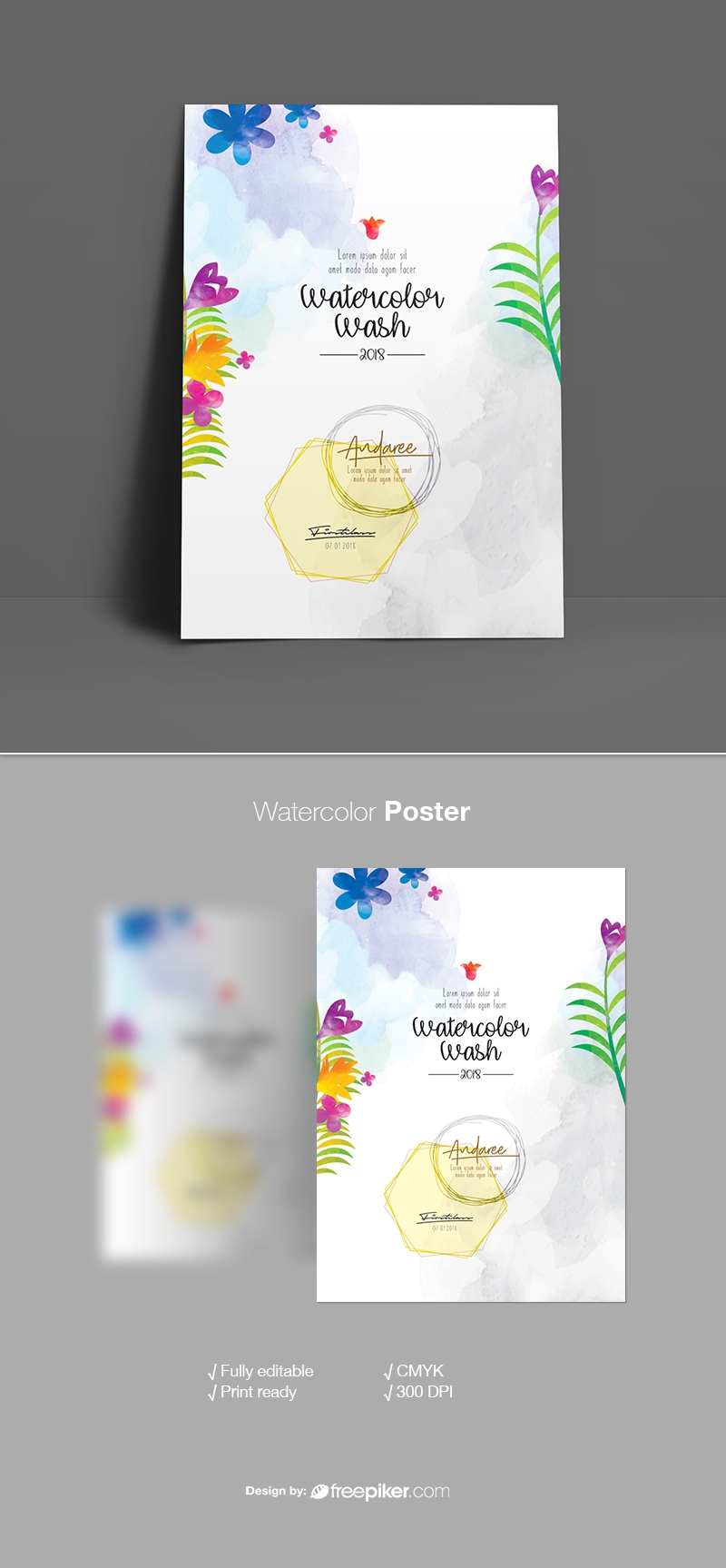 800x1727 Freepiker Watercolor Minimal Floral Creative Flyer Poster