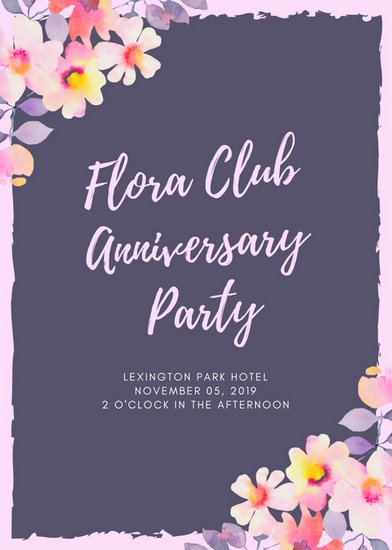 392x550 Purple Pink Floral Watercolor Club Flyer