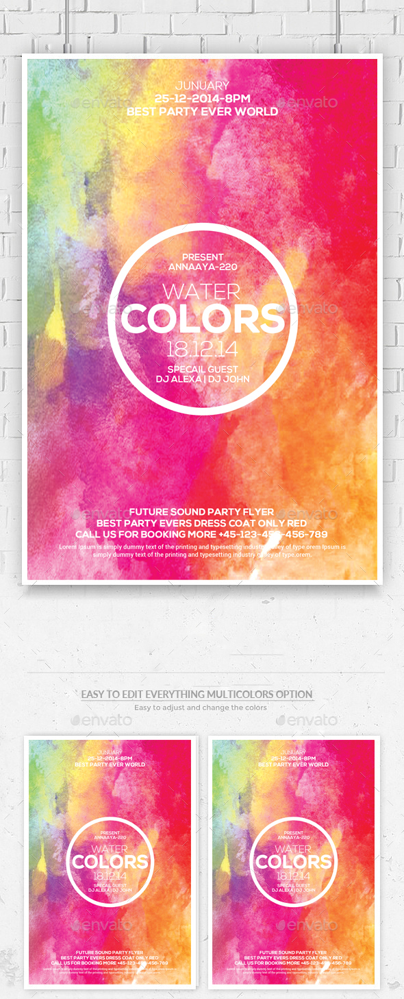 590x1457 Watercolor Flyer Template By Graphicforestnet Graphicriver