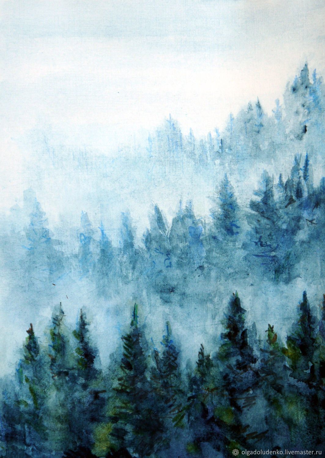 1063x1500 Picture Skyline Watercolor Fog Shop Online On Livemaster With