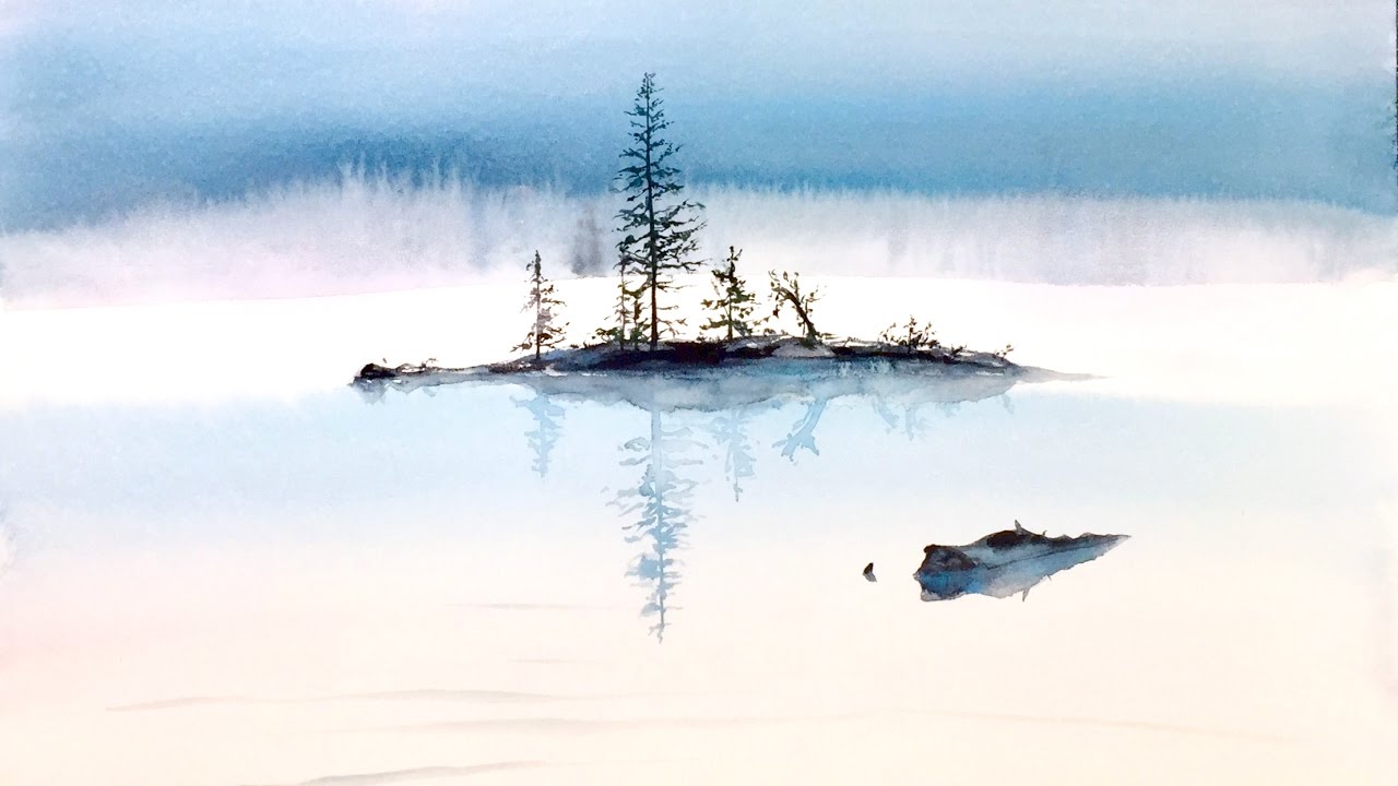 1280x720 Watercolor Fog On A Lake Painting Demonstration