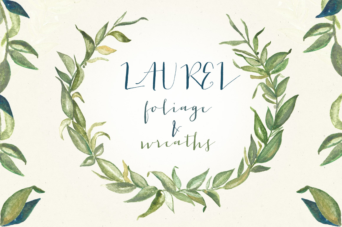 1160x772 Laurel Foliage Wreaths. Watercolor.