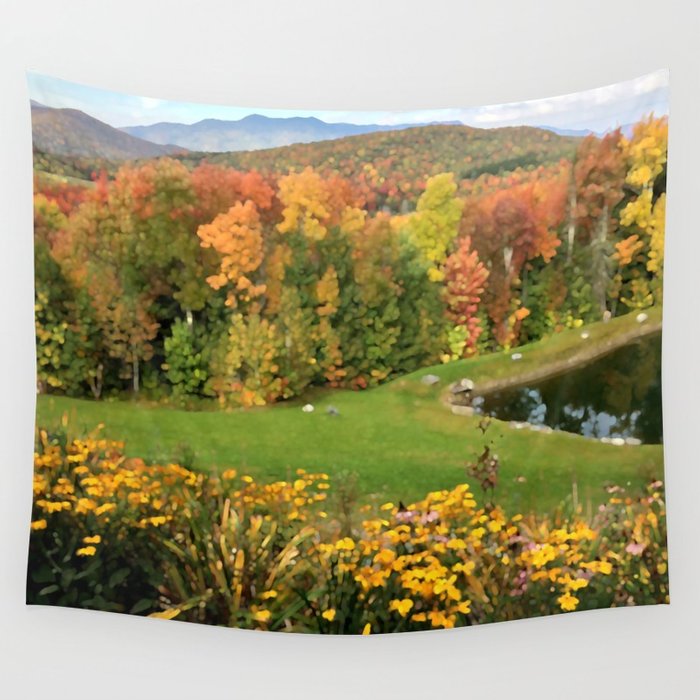 700x700 Vermont Foliage Watercolor Wall Tapestry By Vermontgreetings