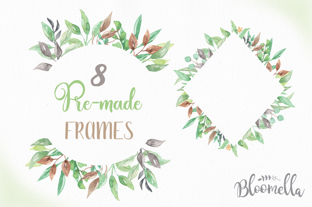 1060x705 Watercolor Foliage Clipart Frames Png Files Greenery Leaves Leaf