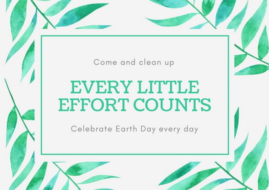 550x389 Gray With Green Watercolor Foliage Earth Day Card