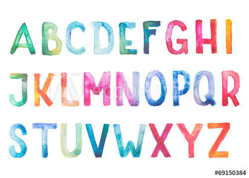 500x358 Colorful Watercolor Aquarelle Font Type Handwritten Hand Draw