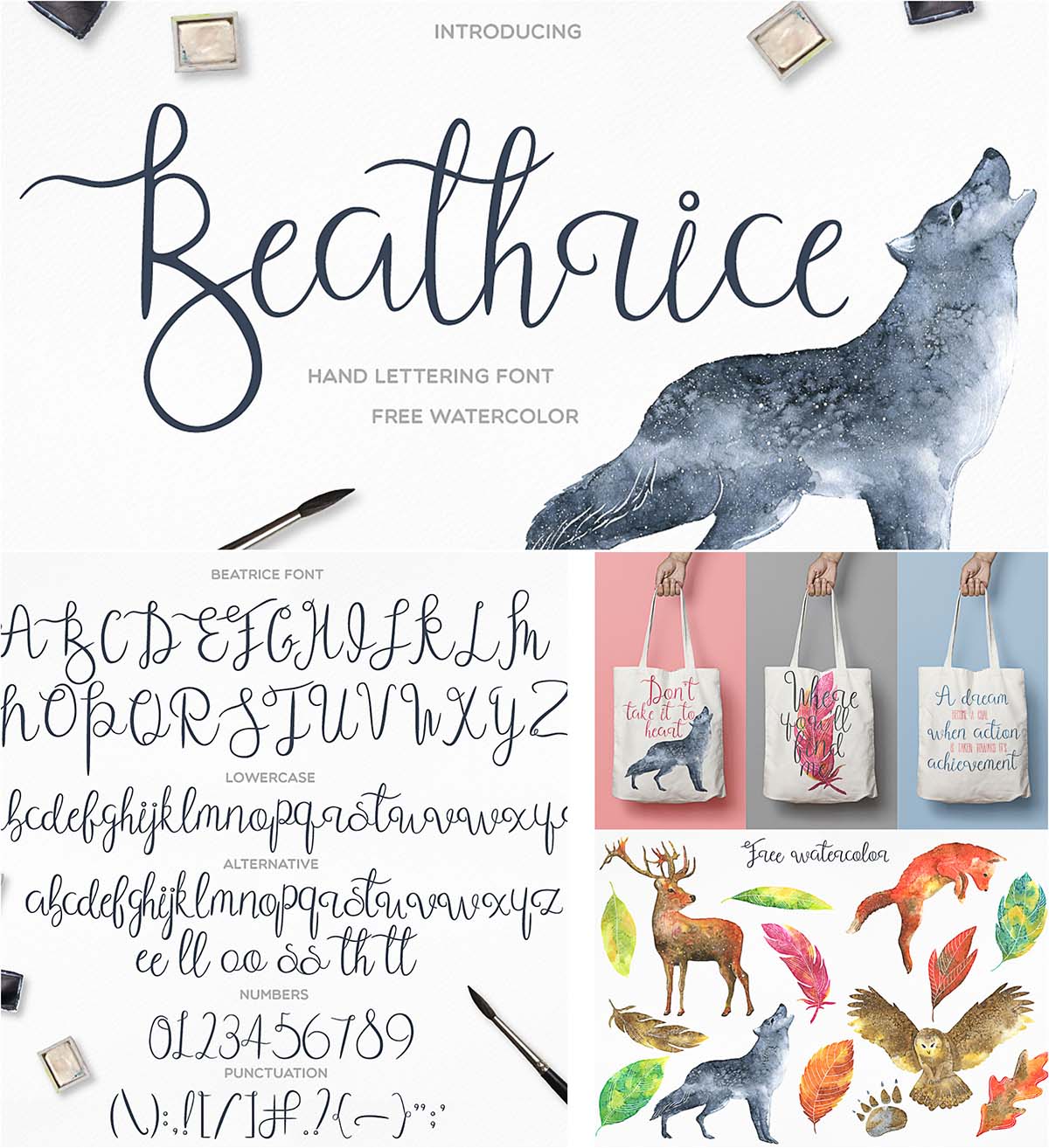 1200x1314 Beathrice Hand Made Font With Watercolor Elements Free Download