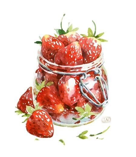 450x519 Strawberries Class In 2018 Watercolor, Food