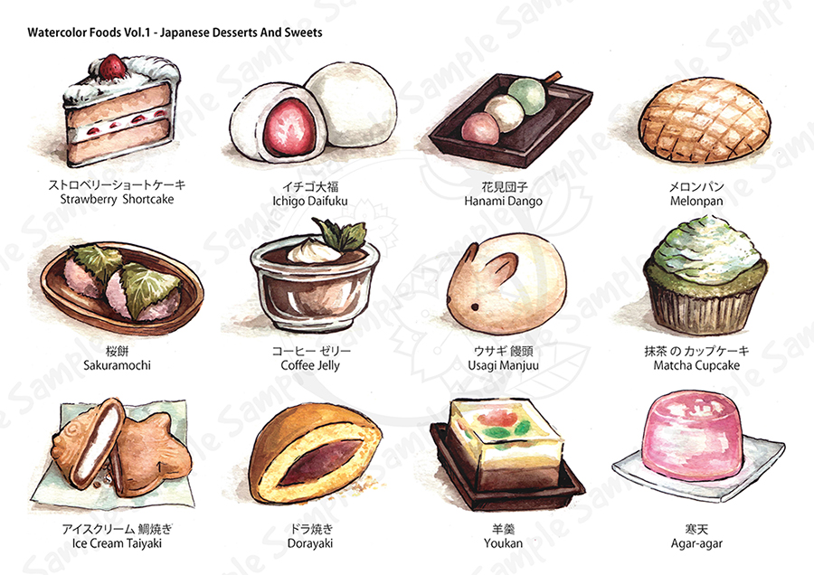 900x636 Watercolor Foods Collection