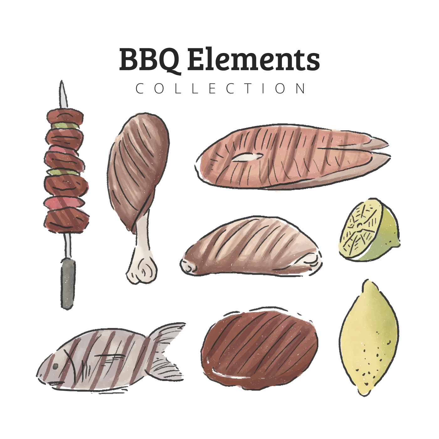 1400x1400 Watercolor Food Free Vector Art