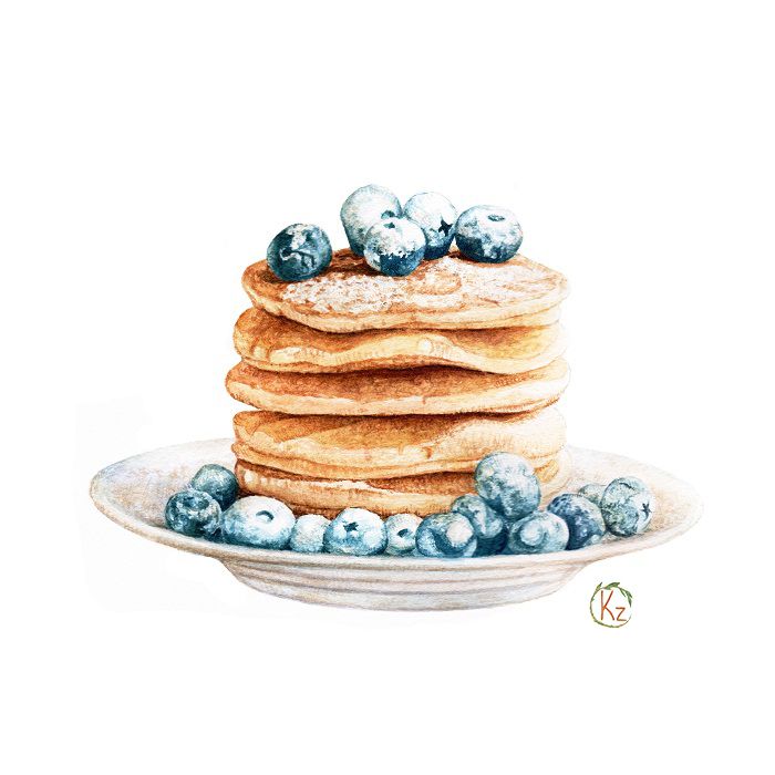 700x700 Pancakes And Blueberries For Breakfast On Behance Llustration