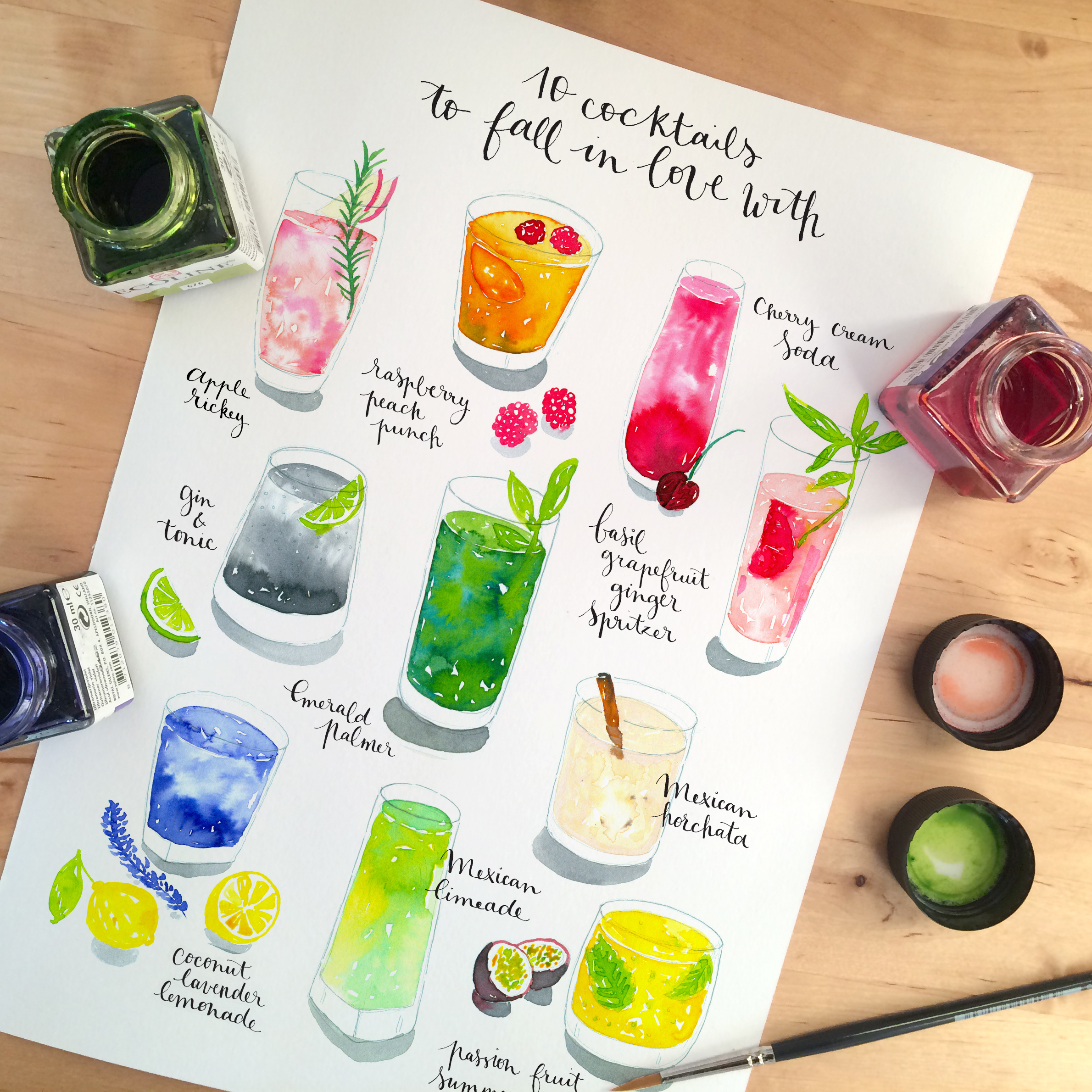 2380x2380 Watercolor Cocktails Made With Love And Watercolor