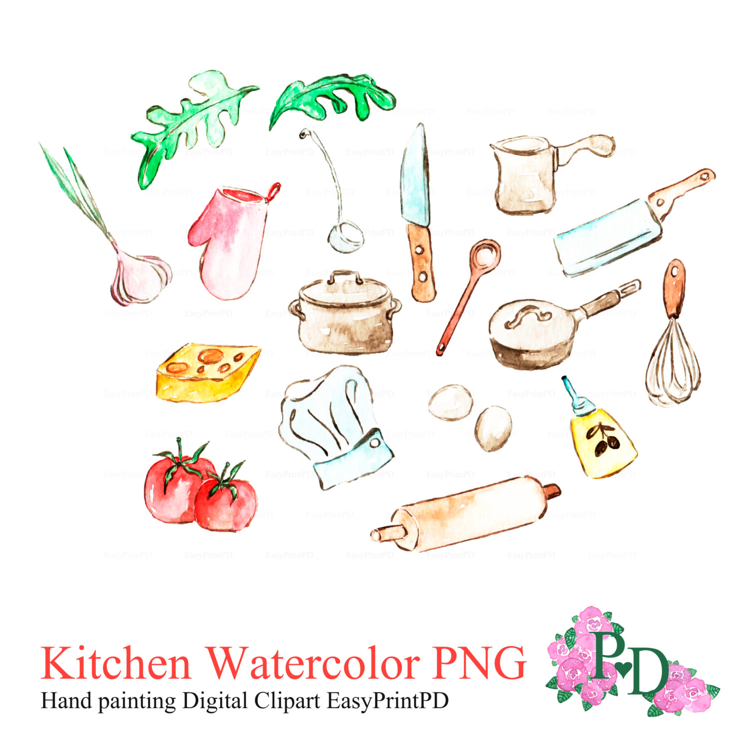 1500x1500 Watercolor Clipart Food