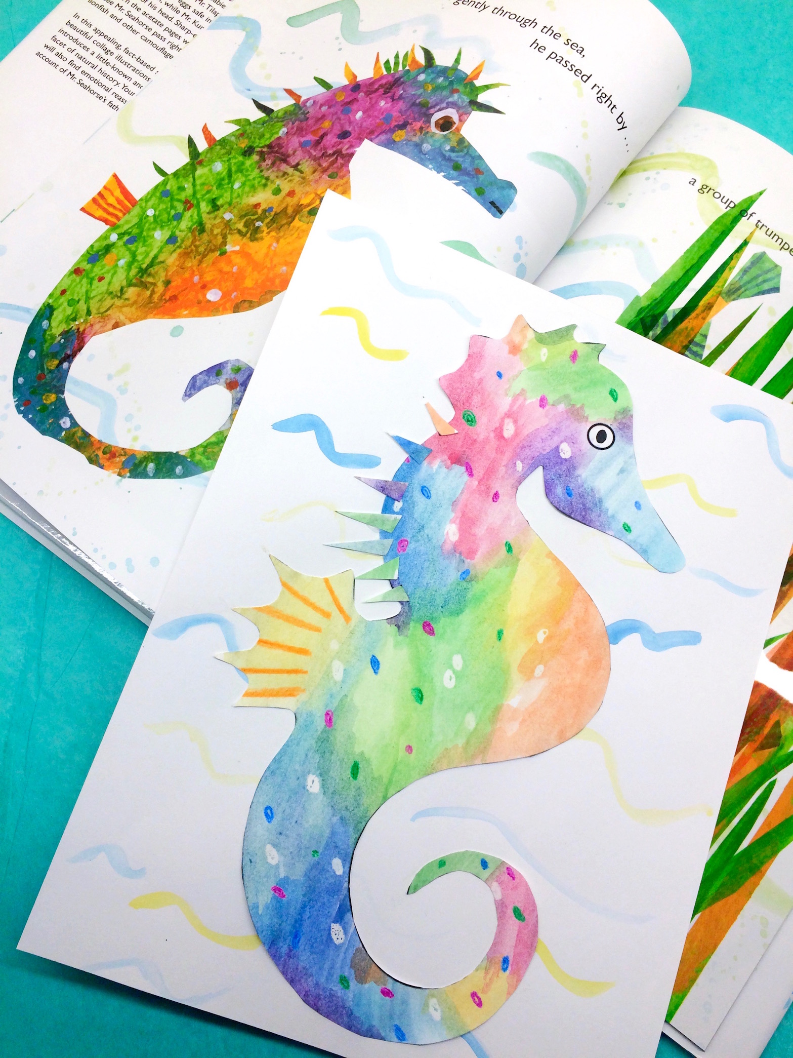 1567x2089 Eric Carle Inspired Watercolor Seahorse Collage