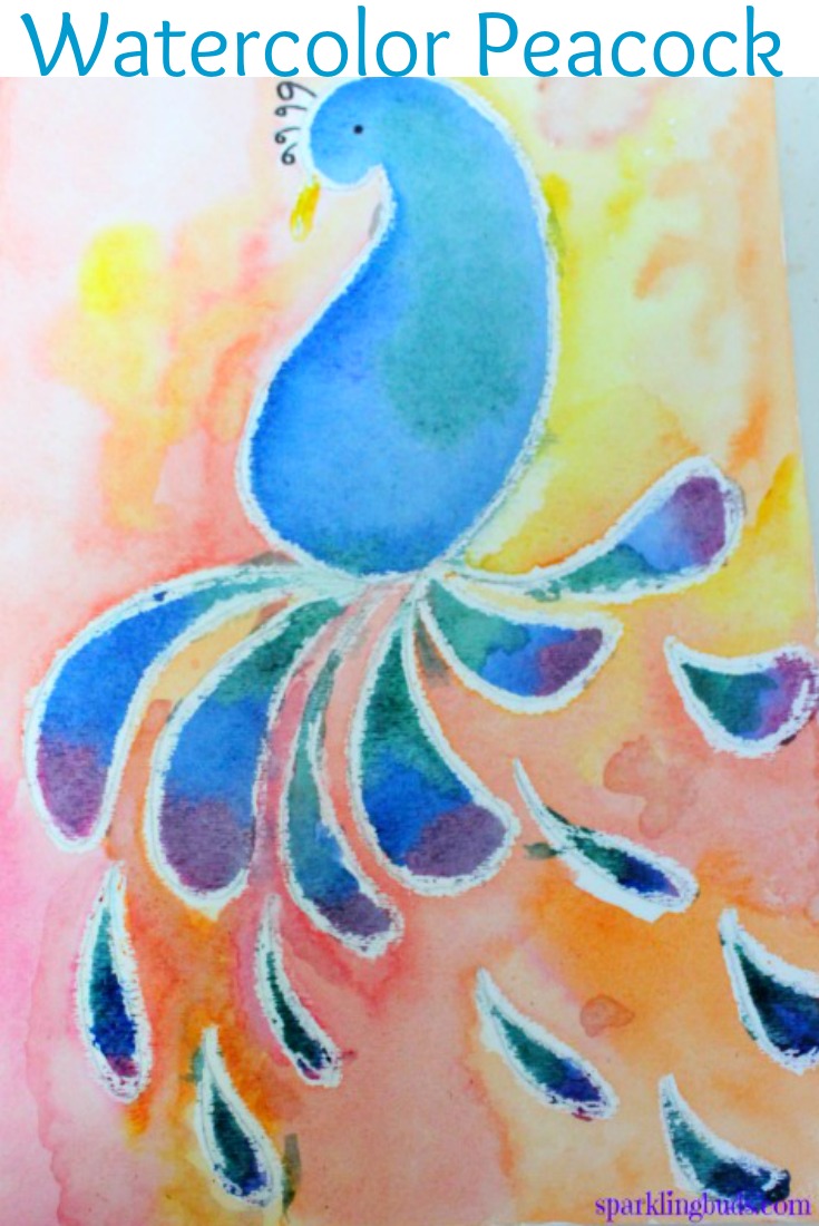 735x1100 Simple Watercolor Crayon Resist Peacock Craft Idea For Kids