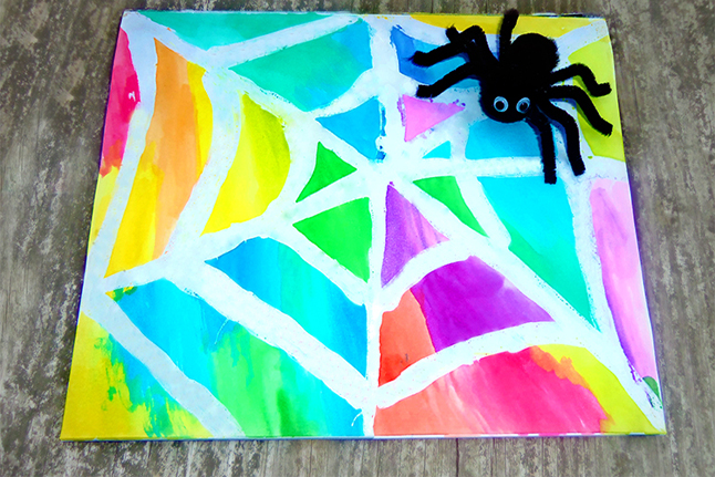 646x431 Watercolor Resist Spider Webs Halloween Crafts For Kids Pbs