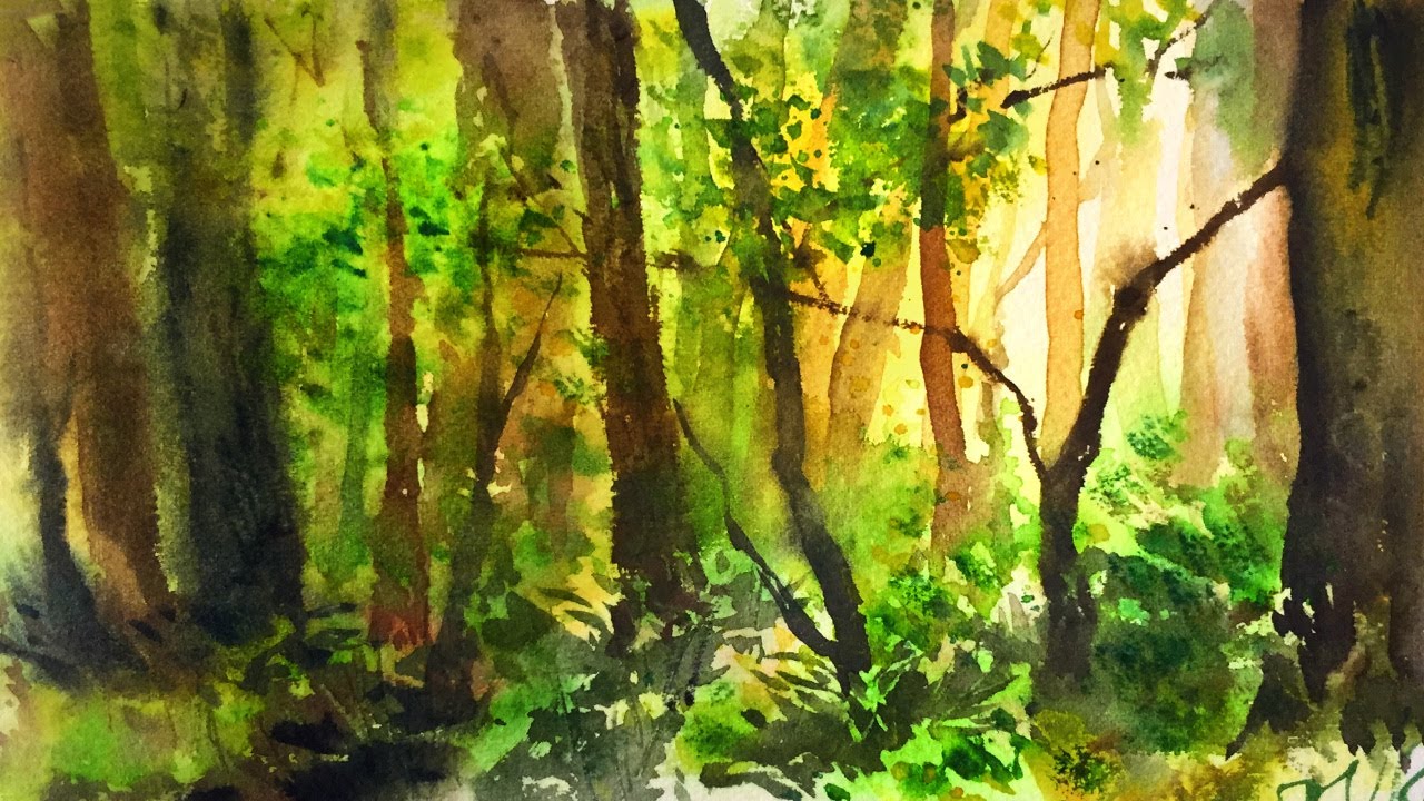 1280x720 Simple Watercolor Forest Demonstration