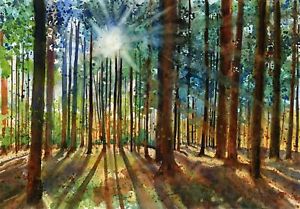 300x209 Giclee Print Forest Woods Landscape Art Painting Decor Rustic