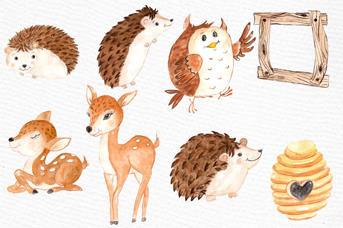 1160x772 Watercolor Forest Animals Clipart By Vi Design Bundles