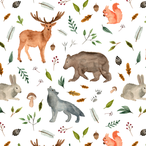 470x470 Watercolor Animals Forest Team. Bigger Wallpaper