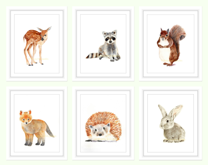 690x548 Forest Animals Set Of 6 Prints, By Breezy Bird Goodies On Zibbet