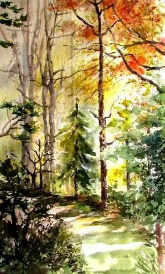 335x556 Watercolor Forest Landscape Love Watercolors
