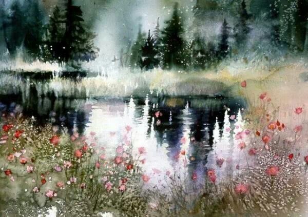 600x423 Watercolor Landscape Forest Love Watercolors
