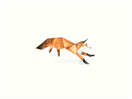 549x413 Low Poly Watercolor Fox. Art Prints By Scarriebarrie Redbubble